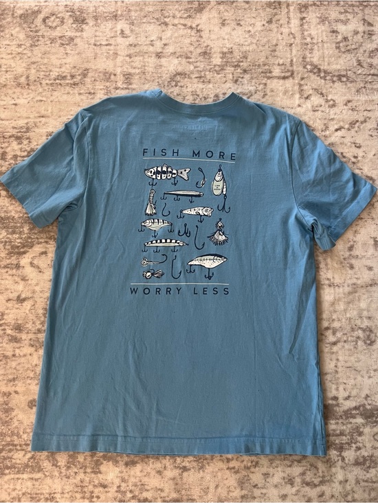 Life Is Good Other - Life Is Good Blue "Fish More Worry Less" Graphic Tee